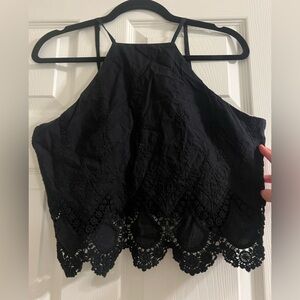 Kendall & Kylie Cropped Black Lace Tank